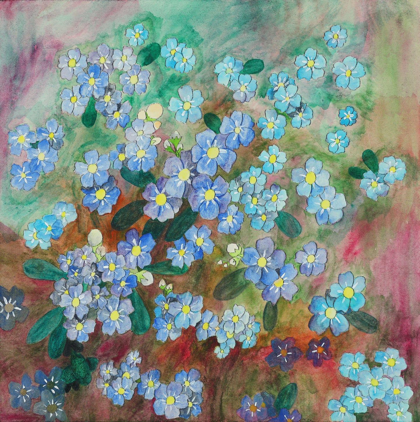 A flower field in the forest