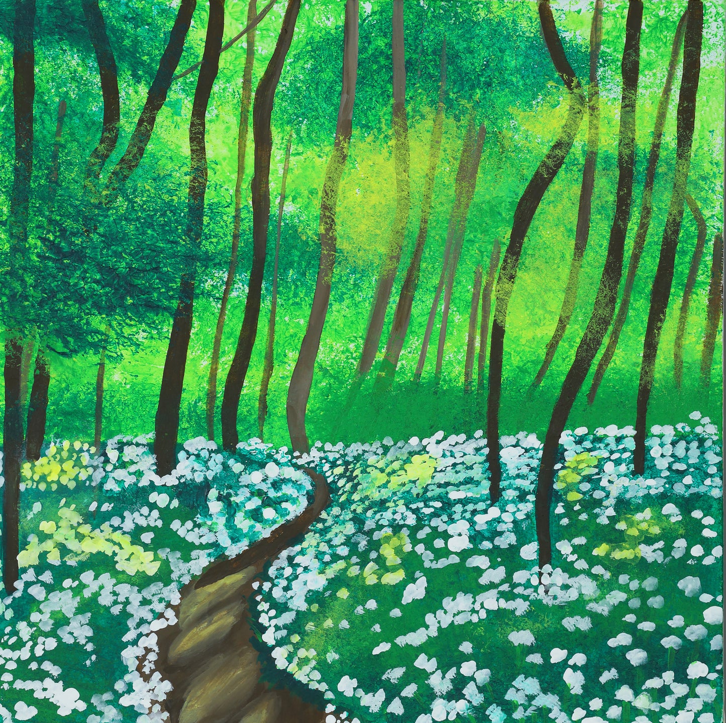 A flower field in the forest